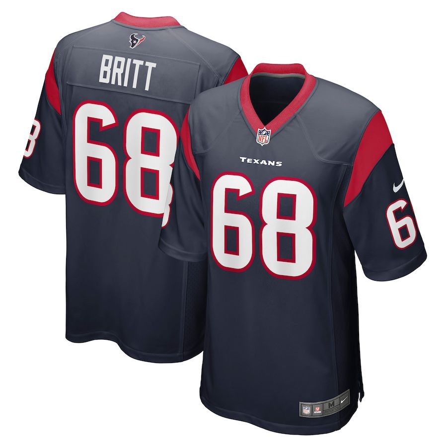 Men Houston Texans #68 Justin Britt Nike Navy Game NFL Jersey